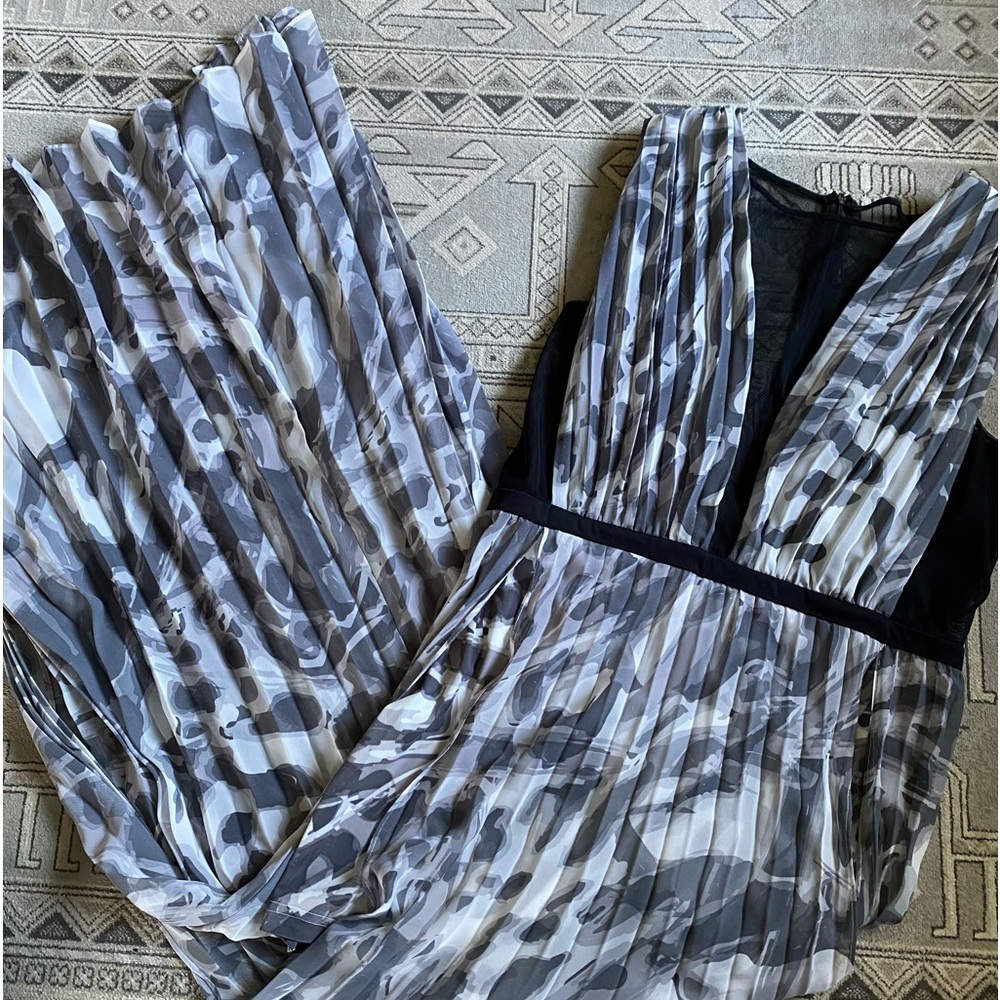 Venus Abstract Mesh Panel Maxi Dress